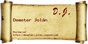 Demeter Jolán névjegykártya